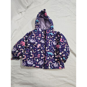 Toddler Girl's Prin 3 In 1 Jacket With Rainbow And Dinaosaur Pattern